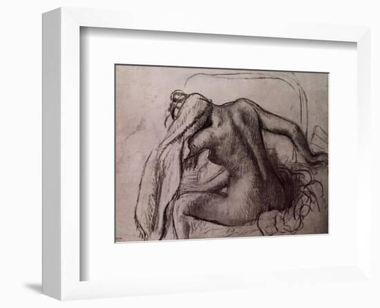 Woman Drying Her Neck-Edgar Degas-Framed Art Print