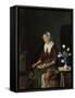 Woman Eating, known as the Cats Breakfast-Gabriel Metsu-Framed Stretched Canvas