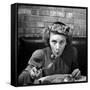 Woman Eating Spaghetti in Restaurant. No.5 of Sequence of 6-Alfred Eisenstaedt-Framed Stretched Canvas