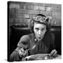 Woman Eating Spaghetti in Restaurant. No.5 of Sequence of 6-Alfred Eisenstaedt-Stretched Canvas