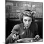 Woman Eating Spaghetti in Restaurant. No.5 of Sequence of 6-Alfred Eisenstaedt-Mounted Photographic Print