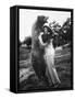 Woman Embraces a Stuffed Bear, Ca. 1940-null-Framed Stretched Canvas