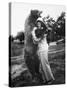 Woman Embraces a Stuffed Bear, Ca. 1940-null-Stretched Canvas