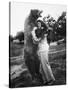 Woman Embraces a Stuffed Bear, Ca. 1940-null-Stretched Canvas
