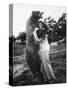 Woman Embraces a Stuffed Bear, Ca. 1940-null-Stretched Canvas