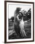 Woman Embraces a Stuffed Bear, Ca. 1940-null-Framed Photographic Print