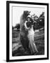 Woman Embraces a Stuffed Bear, Ca. 1940-null-Framed Photographic Print