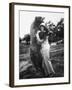 Woman Embraces a Stuffed Bear, Ca. 1940-null-Framed Photographic Print