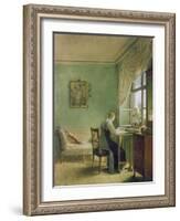 Woman Embroidering-Georg Friedrich Kersting-Framed Giclee Print