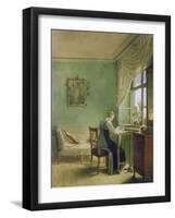 Woman Embroidering-Georg Friedrich Kersting-Framed Giclee Print