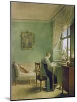 Woman Embroidering-Georg Friedrich Kersting-Mounted Giclee Print