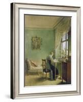 Woman Embroidering-Georg Friedrich Kersting-Framed Giclee Print