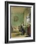 Woman Embroidering-Georg Friedrich Kersting-Framed Giclee Print