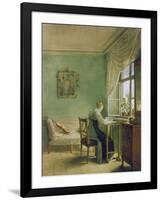Woman Embroidering-Georg Friedrich Kersting-Framed Premium Giclee Print