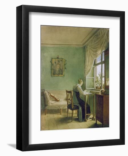 Woman Embroidering-Georg Friedrich Kersting-Framed Giclee Print