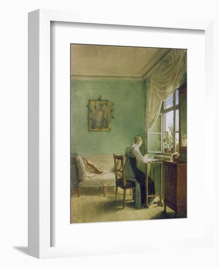 Woman Embroidering-Georg Friedrich Kersting-Framed Giclee Print