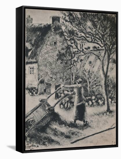 'Woman Emptying a Wheel Barrow', c.1880, (1946)-Camille Pissarro-Framed Stretched Canvas