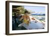 Woman Enjoying a Drink in a Harbourside Taverna, Poros, Kefalonia, Greece-Peter Thompson-Framed Photographic Print