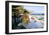 Woman Enjoying a Drink in a Harbourside Taverna, Poros, Kefalonia, Greece-Peter Thompson-Framed Photographic Print