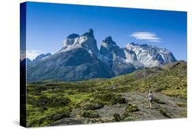 Woman Enjoying the Incredible Mountains of the Torres Del Paine National Park-Michael Runkel-Stretched Canvas