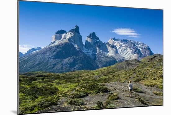 Woman Enjoying the Incredible Mountains of the Torres Del Paine National Park-Michael Runkel-Mounted Photographic Print