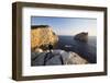 Woman Enjoying the Sunset, Capo Caccia, Province Nurra, Sardinia, Italy, Mediterranean, Europe-Markus Lange-Framed Photographic Print