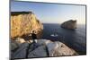 Woman Enjoying the Sunset, Capo Caccia, Province Nurra, Sardinia, Italy, Mediterranean, Europe-Markus Lange-Mounted Photographic Print