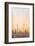 Woman enjoying the view to Manhattan from Empty skies 9/11 memorial in Liberty state park, New York-Jordan Banks-Framed Photographic Print