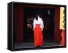 Woman Enters the Tsurugaoka Hachimangu Shrine, Kamakura, Japan-Nancy & Steve Ross-Framed Stretched Canvas