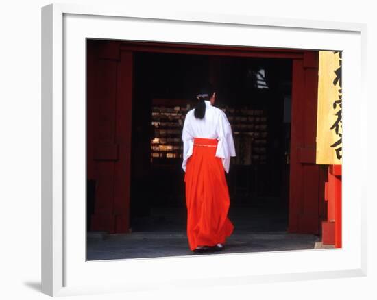 Woman Enters the Tsurugaoka Hachimangu Shrine, Kamakura, Japan-Nancy & Steve Ross-Framed Photographic Print