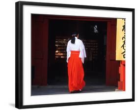 Woman Enters the Tsurugaoka Hachimangu Shrine, Kamakura, Japan-Nancy & Steve Ross-Framed Photographic Print