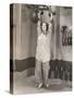 Woman Exercising in Silk Pajamas-null-Stretched Canvas