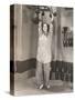 Woman Exercising in Silk Pajamas-null-Stretched Canvas