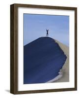 Woman Exercising on the Top of a Sand Dune-null-Framed Photographic Print