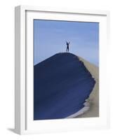 Woman Exercising on the Top of a Sand Dune-null-Framed Photographic Print