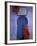 Woman Exits thru Moorish-Style Blue Door, Morocco-Merrill Images-Framed Photographic Print