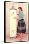 Woman Eying Water Heater, Retro-null-Framed Stretched Canvas