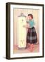 Woman Eying Water Heater, Retro-null-Framed Premium Giclee Print