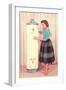 Woman Eying Water Heater, Retro-null-Framed Premium Giclee Print