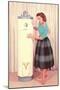 Woman Eying Water Heater, Retro-null-Mounted Premium Giclee Print