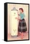 Woman Eying Water Heater, Retro-null-Framed Stretched Canvas