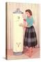 Woman Eying Water Heater, Retro-null-Stretched Canvas