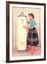 Woman Eying Water Heater, Retro-null-Framed Art Print