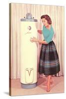 Woman Eying Water Heater, Retro-null-Stretched Canvas