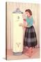 Woman Eying Water Heater, Retro-null-Stretched Canvas