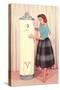 Woman Eying Water Heater, Retro-null-Stretched Canvas