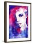 Woman Face. Hand Painted Fashion Illustration-Anna Ismagilova-Framed Art Print