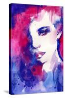 Woman Face. Hand Painted Fashion Illustration-Anna Ismagilova-Stretched Canvas