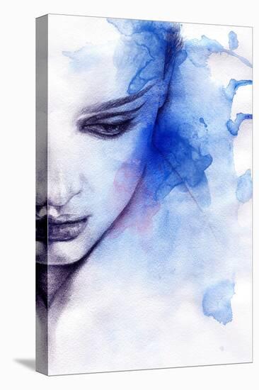 Woman Face. Hand Painted Fashion Illustration-Anna Ismagilova-Stretched Canvas