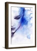 Woman Face. Hand Painted Fashion Illustration-Anna Ismagilova-Framed Art Print